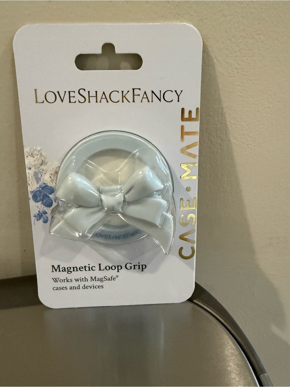 LoveShackFancy Blue Bow Magnetic Loop Grip Phone Holder